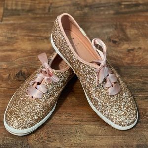 Keds x Kate Spade rose gold glitter sneakers